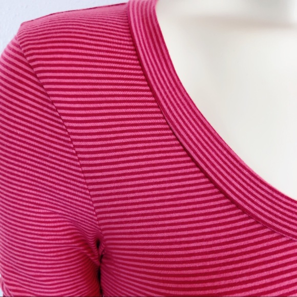 Splendid Red Striped Bodycon Long Sleeve Tee Dress - Picture 2 of 8